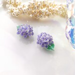 紫陽花　陶器風　パープル　ピアス　イヤリング