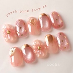 ネイルチップ　【peach pink flower】