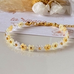 レモン×オレンジ×クリア お花のビーズブレスレット❁⃘*.ﾟ 〔夏 イエロー アクセサリー〕