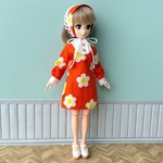 22cmドール服　レトロワンピース2点セット