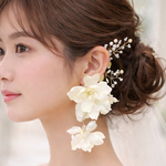 【結婚式・前撮りに】大ぶりフラワーイヤーカフ　小枝パールのウェディングアクセサリー