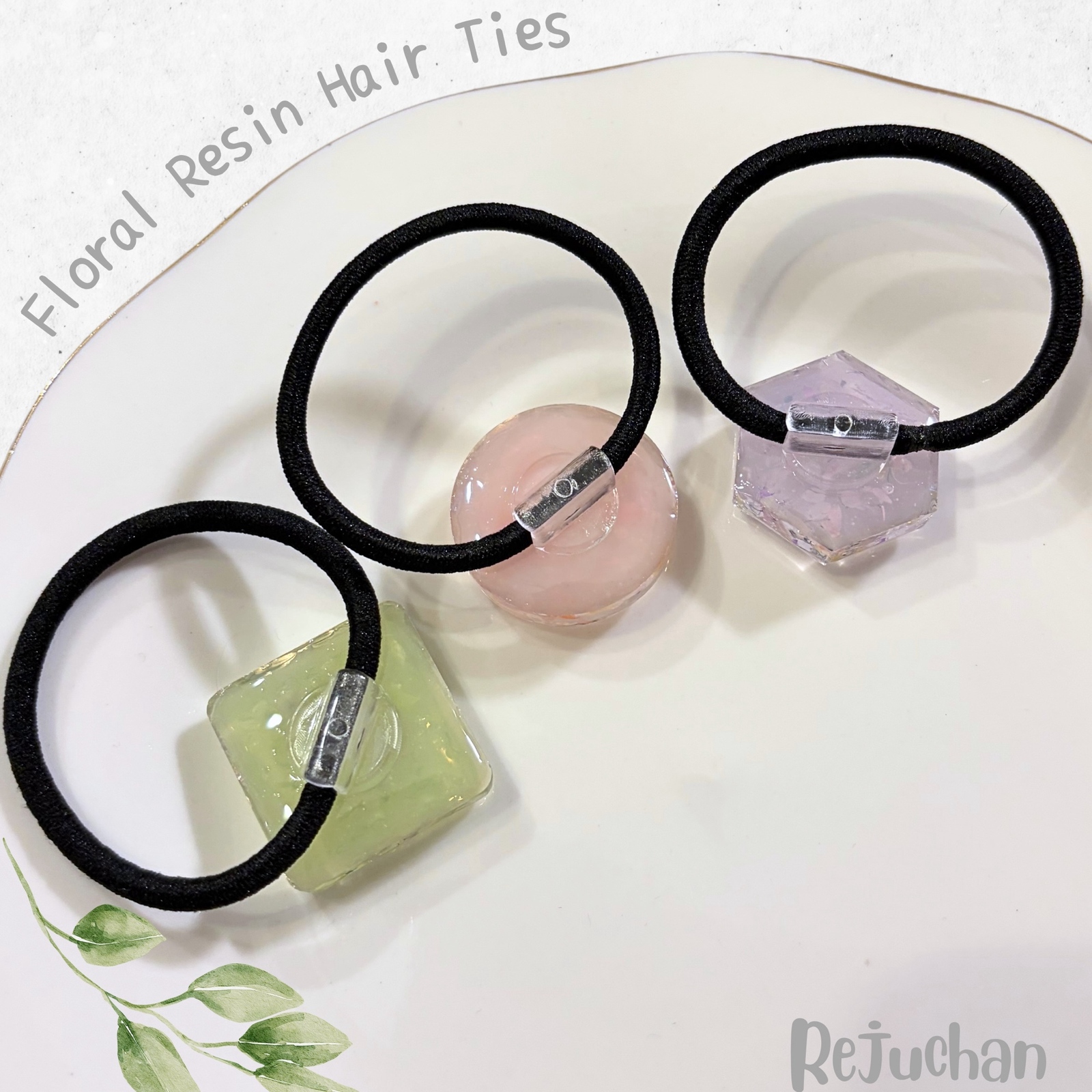 パープルフラワー】レジンヘアゴム 大人ヘアゴム ドライフラワー