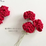 [Amica]  編み物カーネーション②　3本セット　枯れない花　編み物　完成品　送料150円