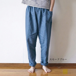 男女兼用・リネン・楽ちんパンツ・部屋着・家着・秋頃まで着用可能・Japanese Monpe