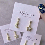 月  星 ビジューピアス   " チタン " ジルコニア　アシンメトリー 星 月 ゴールド シンプル  ✳︎ 小さい ビジュー  キュービックジルコニア CZ  .   金属アレルギー対応