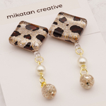 【1点限り】ニュアンススクエア×レオパードのピアス🐆