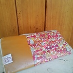 ＊ご予約品＊送料込み　ラウンドファスナー長財布　茶系本革＆リバティビニコ　ジェニーズリボンズ　レッド