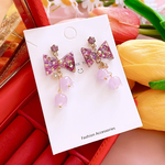 一点限定❣️ すずらん リボン🎀 揺れる♪ レジン フラワー𓂃𓂂ꕤ*.ﾟ ジルコニア 雫 お洒落 パープル💜 ピアス イヤリング レディース アクセサリー✨