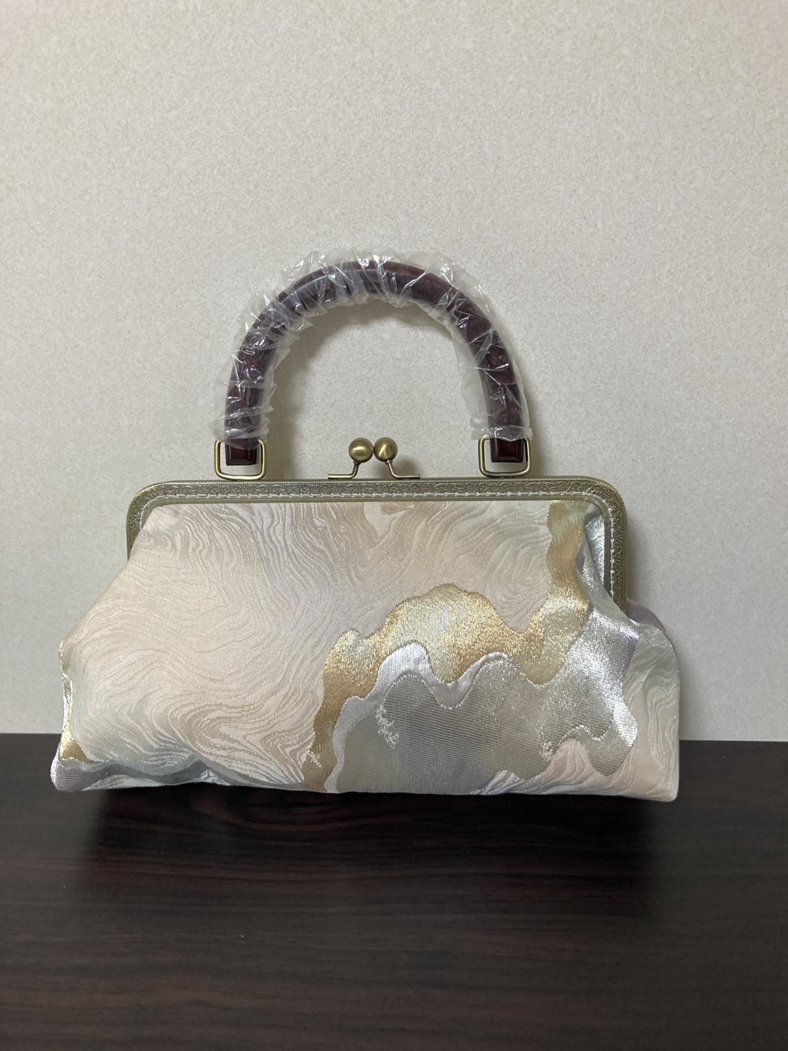 アンズルーム☆2WAY☆着物 帯☆がま口 バッグ☆ハンドバッグ 