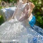 4/10 入荷　¥2,450  大人可愛いラッセルレースのワンピースセット　　　　　　　　　　　　　　　　　　　　　　　　　　　　　　　　　　　　22cmドール服　