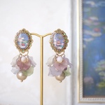 𝑹𝒆𝒏𝒆𝒘𝒂𝒍【数量限定】モネ『睡蓮』🪷 シェルと天然石の2way ペタルチャーム ピアス / イヤリング ◇ 《特集掲載》アメジスト/ コットンパール/ 再販23