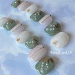 【現品14本セット】ベリーショート   春   春ネイル   すずらん   鈴蘭   グリーン   フラワー   フラワーネイル   ネイルチップ