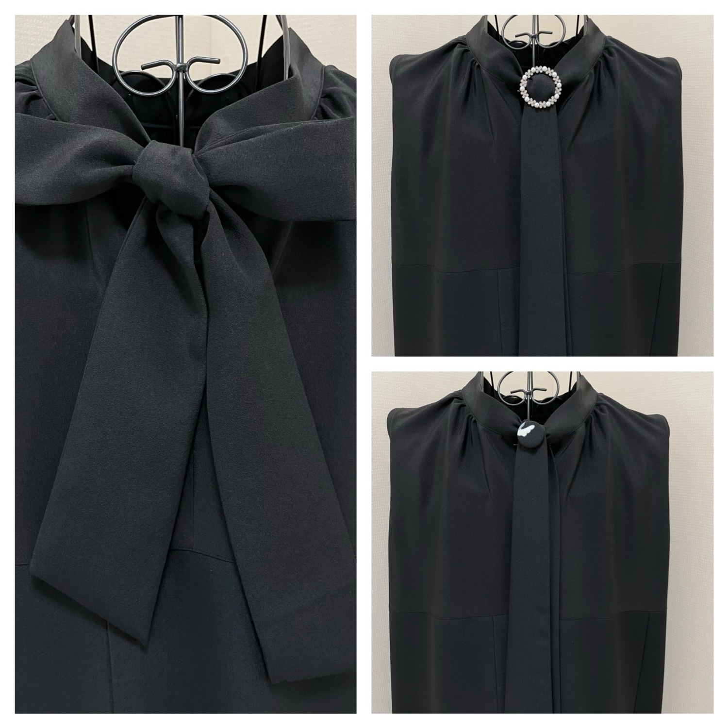 着物リメイク 黒留袖ワンピース ボレロ/リボン付 2Way Lサイズ 【結婚