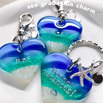 海グラデーション♡水面模様♡海色チャーム♡キーホルダー♡キーリング♡ラウンド♡