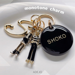 【名入れ・言葉入れ】白黒♡モノクロームチャーム♡キーホルダー♡キーリング⚫︎ラウンド⚫︎