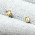 キュービックジルコニア AAA シャンパンカラー 3mm スタッドピアス サージカルステンレス（K18メッキ）