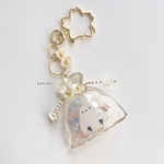 NEW🌸受注製作🌸桜とシマエナガ入りの透明なポーチ　キーホルダー (Sakura & Japanese long tailed tilt in a pouch keychain)