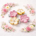 祝いの日に華を添える つまみ細工のベビー花クリップ