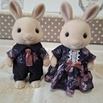 ハンドメイド　シルバニアファミリー　リバティ　フェルダ　ペア服　アウトフィット　リンクコーデ　デート