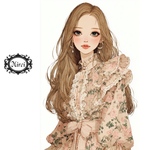 French Floral girl A6ステッカー4枚セット🌹 No.280 女の子イラスト コラージュ素材 Mireiオリジナル　女の子ステッカー　人物ステッカー アンティーク　