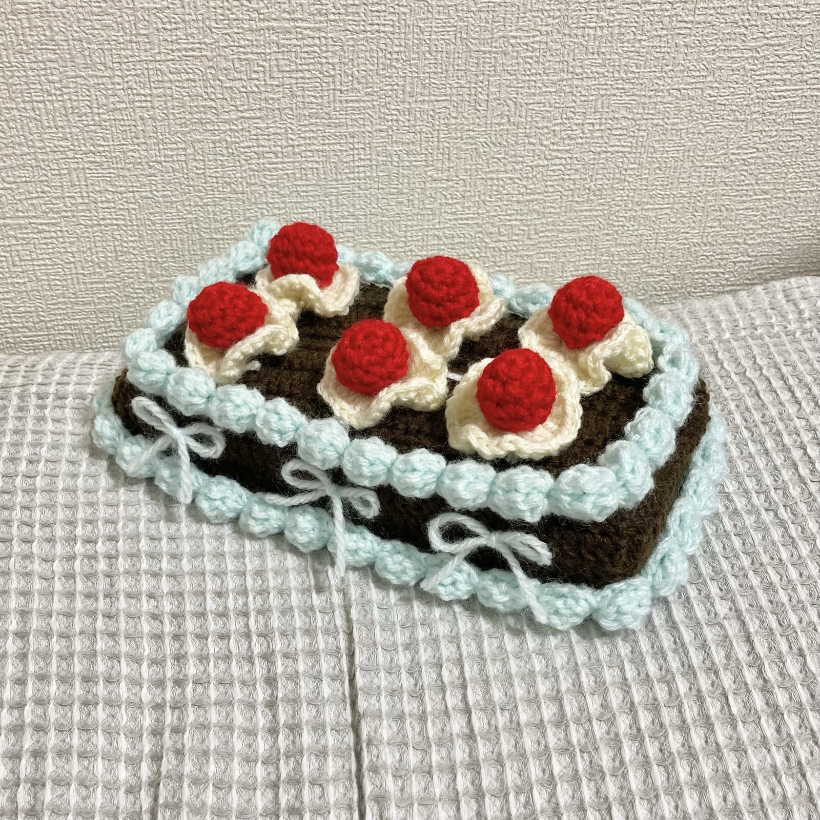 ハンドメイド 編み物 ティッシュケース ティッシュカバー チョコミント
