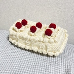 ハンドメイド 編み物 ティッシュケース ティッシュカバー ショートケーキ ケーキ