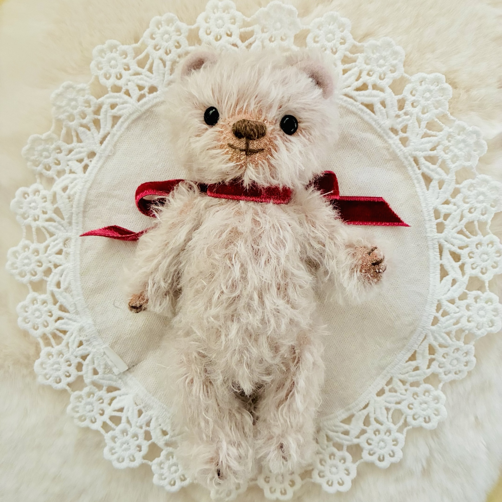 テディベア　約17cm ウッドローズ色のくま