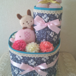 Blue Flower 女の子おむつケーキ  出産祝い