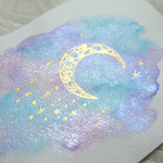 星降る月の幻想世界（透明水彩＊原画）