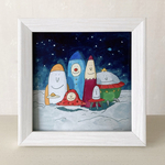集合したロケットたちの絵