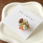 ころんと木の実 ピアス ＊ 片耳用 ＊ イヤリング変更可 おまけ付き ♩ ミントグリーン オレンジ ウッド 小ぶり