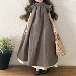 2点setインナースカート&袖フリルノースリーブワンピース　【モカ】ドール服　リカちゃん　ブライス　受注