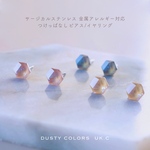 つけっぱなしOKピアス💛ダスティカラー サージカルステンレス 金属アレルギー対応 ヘキサゴンカット チタンピアス 樹脂ピアス イヤリング 人気 くすみカラー グレー カラフル ピアス 小ぶり 小さめ