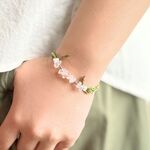 つけっぱなし ブレスレット アンクレット ミサンガ 水に強い 金属アレルギー対応 ステンレス 天然石 紐 シルバー ゴールド 切れにくい 足首 おしゃれ 桜