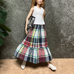 27㎝ドール洋服☆インド綿マドラス柄ロングスカート
