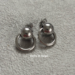 〔1ペア〕ステンレスボールデザインピアス