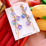 数量限定❣️ 2way お洒落 ロング すずらん パープルグラデーション 高みえ 母の日 ピアス イヤリング レディース アクセサリー✨