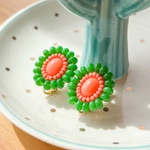 レトロフラワー［green×coral］