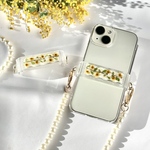 【今のケースに挟むだけ！】ミモザ 押し花 透明 スマホクリップ ショルダー対応 iPhone Android スマホショルダー プレゼント フラワー ショルダークリップ