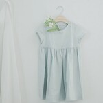 《80〜130cmオーダー可》フレンチスリーブ クリームミントのナチュラルワンピース 女の子 おしゃれ かわいい 大人っぽい 子供服 半袖 フレンチテイスト 無地