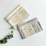 インド刺繍リボンのダブルファスナーポーチ