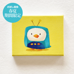 【お試し価格】ミニキャンバスイラスト「ペンギンティーヴィー」小さく可愛いF0号