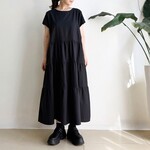 半袖大人ティア―ドワンピース　* Cotton 素材 Black *　