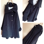 上質なItalia wool rayon素材 スモーキーグレー 襟大ハーフコート