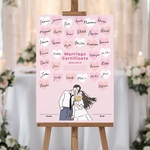 ハートがたくさん！結婚証明書 ウェルカムボード 寄せ書き ゲスト参加型  説明書付き イラスト 似顔絵 おしゃれ