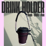 パラコード ドリンクホルダー カップホルダー ペットボトルホルダー ストラップ【ブラック×ホワイト×ピンク ×シルバー】