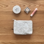 ◯mina perhonen  forest tile  コスメポーチ  ミナペルホネン の刺繍生地　ライトベージュ