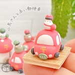 小さい置物　小鳥さんと郵便車／おもしろ　かわいい　おしゃれ　ミニチュア　小さい　粘土　オブジェ　インテリア　飾り　動物