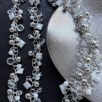 ☆再入荷☆【10cm】シルバーホワイト　パールスクエアシルバーデザインチェーン　22122