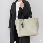 通勤・通学にちょうどいい｜撥水・軽量｜ 2wayナイロントートバッグ｜A4対応｜シンプル｜大きめ｜ベージュグレージュ